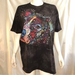 304-The Mountain Black Tie-Dye Dog Graphic Tee